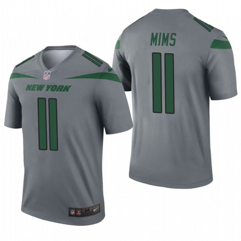 Men New York Jets #11 Denzel Mims Nike Grey Inverted Legend NFL Jersey